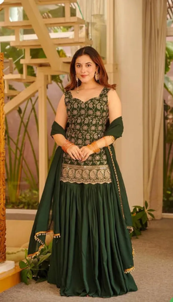 Green_Heavy_Blooming_Faux_Georgette_Sharara_Set_For_Women