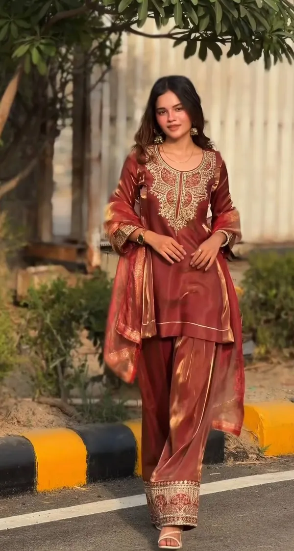 Bronze_Heavy_Fancy_Silk_Pakistani_Suit_Set_For_Women