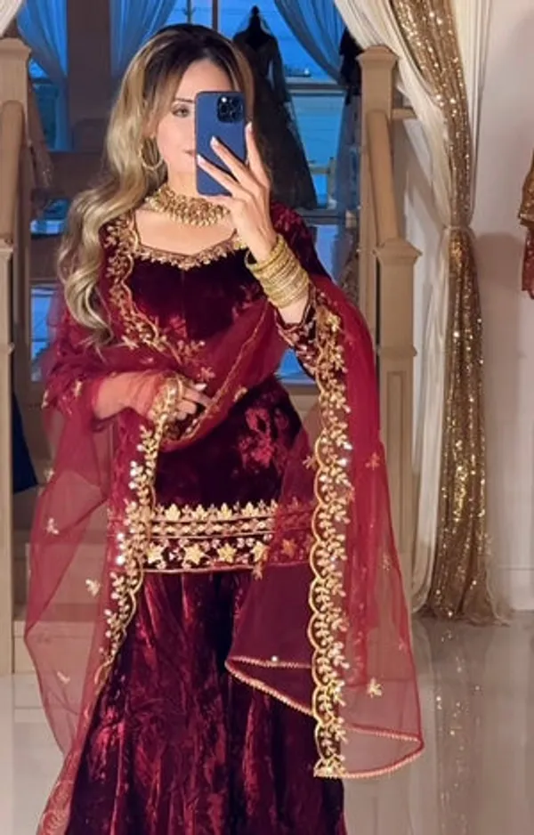 Maroon_Pure_Heavy_Viscose_Velvet_Sharara_Palazzo_Set_For_Women