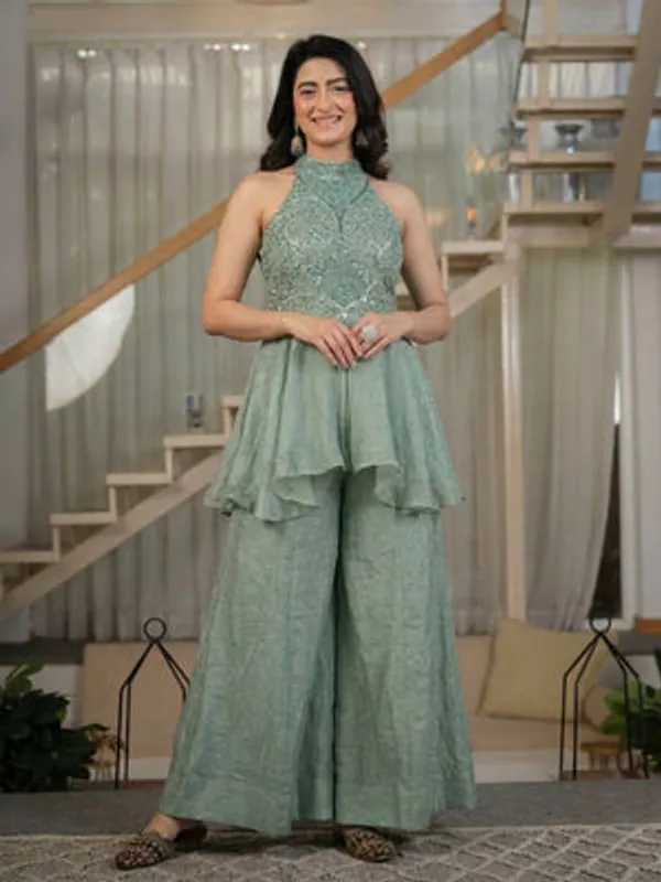 Sky_Blue_Heavy_Roman_Silk_Peplum_Palazzo_Set_For_Women