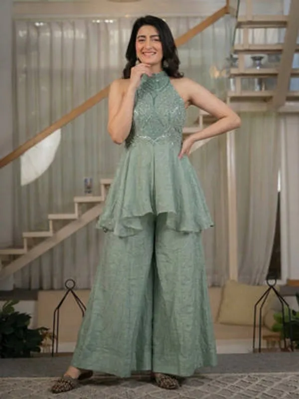 Sky_Blue_Heavy_Roman_Silk_Peplum_Palazzo_Set_For_Women