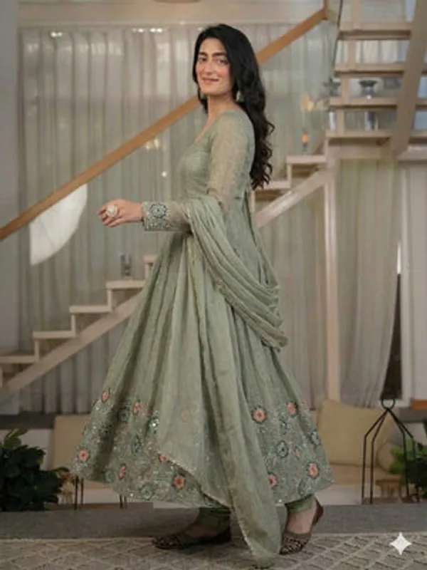 Sage_Green_Heavy_Crunchy_Silk_Anarkali_Kurta_Set_For_Women
