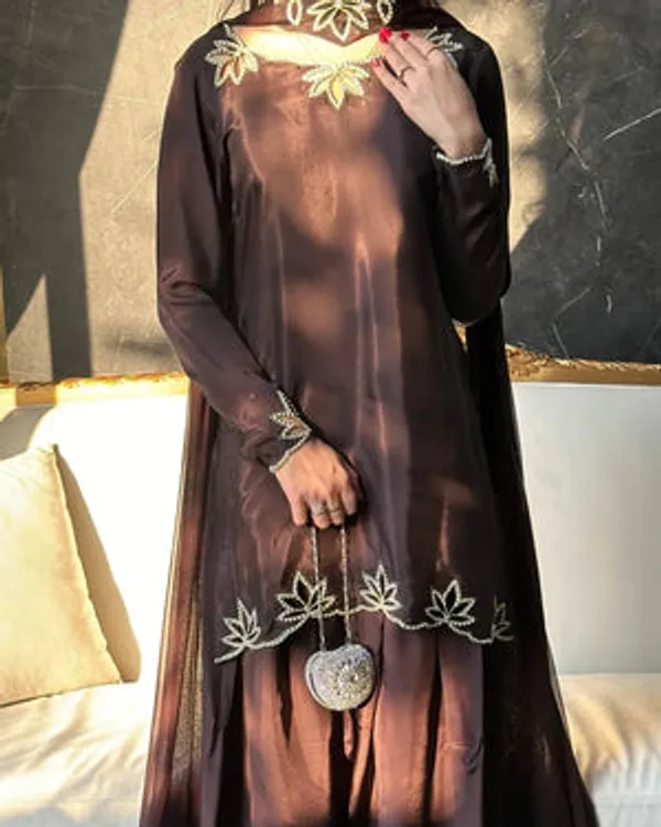 Black_Heavy_Natural_Crepe_Silk_Suit_Set_For_Women