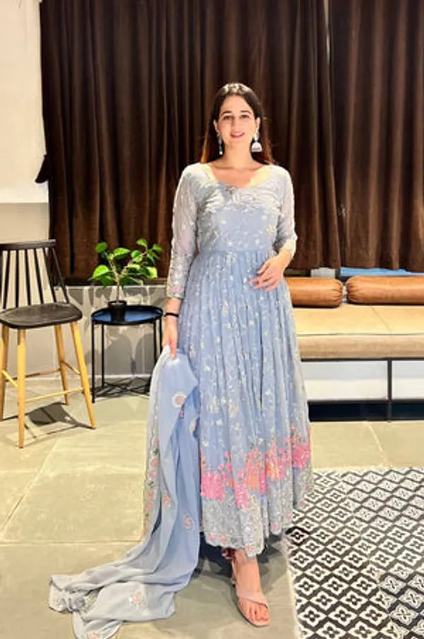 Dusty_Blue_Georgette_Anarkali_Suit_Set_For_Women