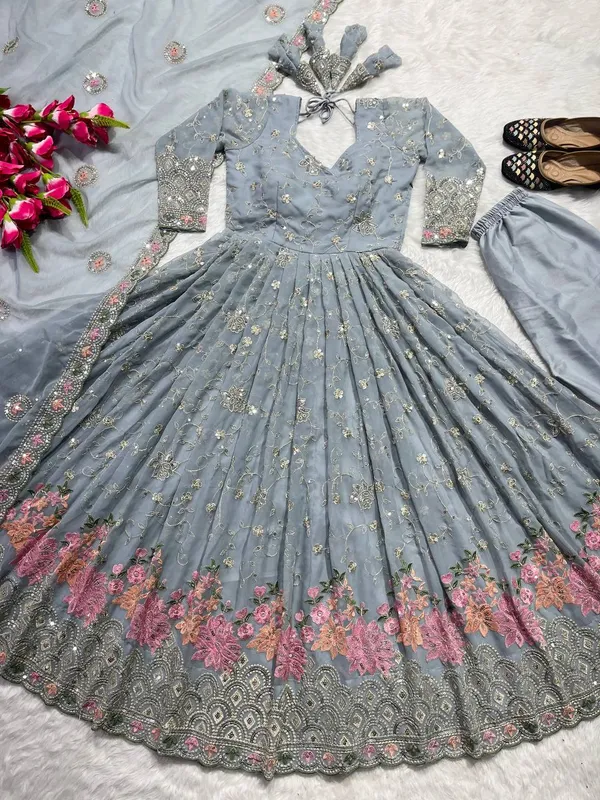 Dusty_Blue_Georgette_Anarkali_Suit_Set_For_Women