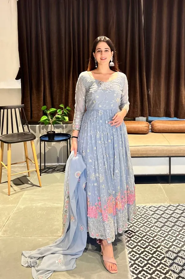 Dusty_Blue_Georgette_Anarkali_Suit_Set_For_Women