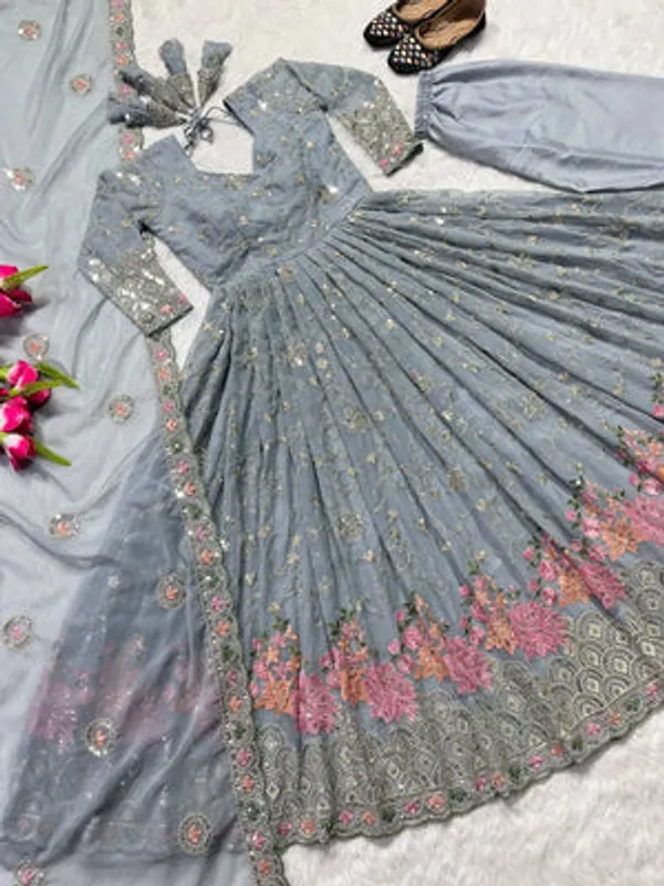 Dusty_Blue_Georgette_Anarkali_Suit_Set_For_Women
