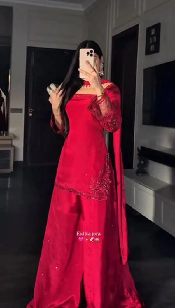Red_Heavy_Natural_Crepe_Silk_Kurta_Palazzo_Set_For_Women
