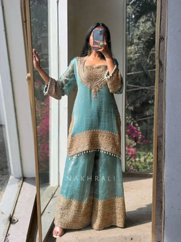 Blue_Heavy_Crunchy_Silk_Sharara_Set_For_Women