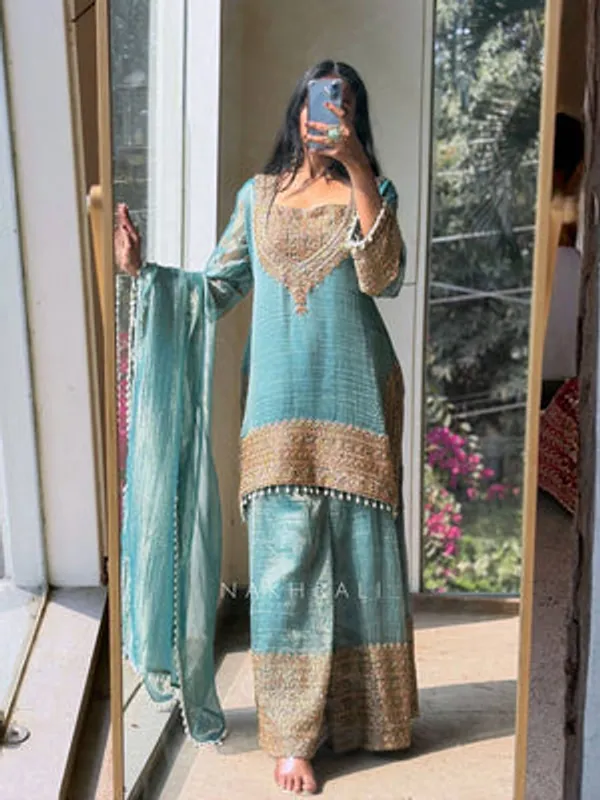 Blue_Heavy_Crunchy_Silk_Sharara_Set_For_Women