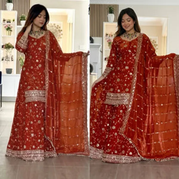 Orange_Heavy_Fancy_Crush_Palazzo_Suit_Set_For_Women