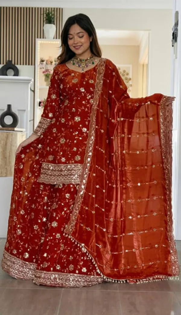 Orange_Heavy_Fancy_Crush_Palazzo_Suit_Set_For_Women