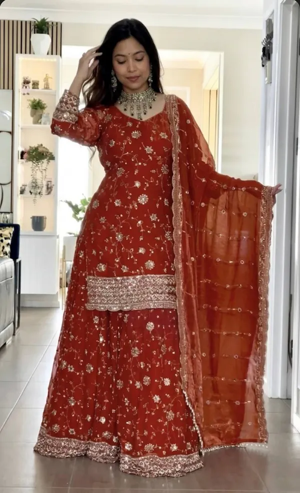 Orange_Heavy_Fancy_Crush_Palazzo_Suit_Set_For_Women