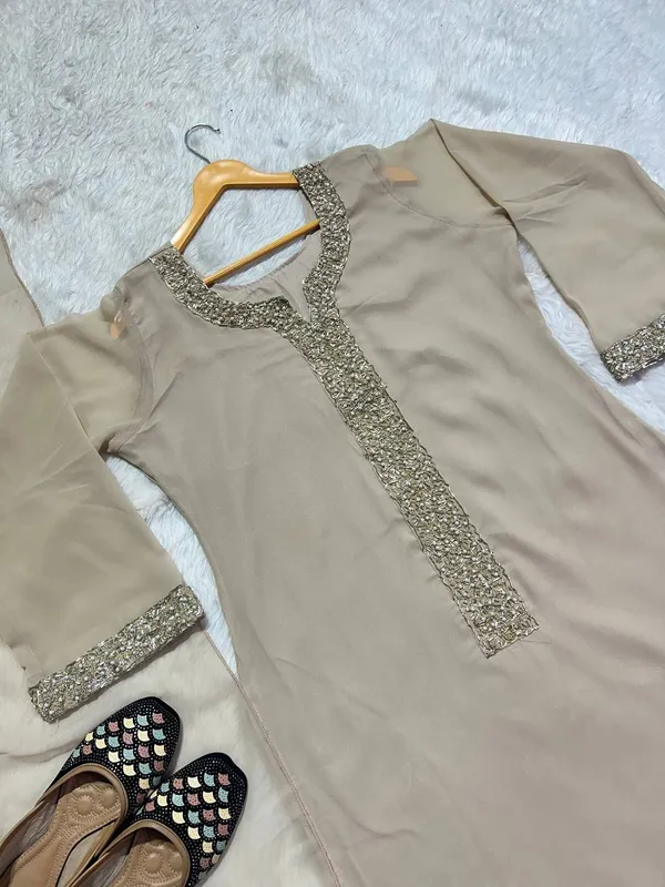 Dark_Beige_Faux_Georgette_Top_Pant_Dupatta_Set_For_Women