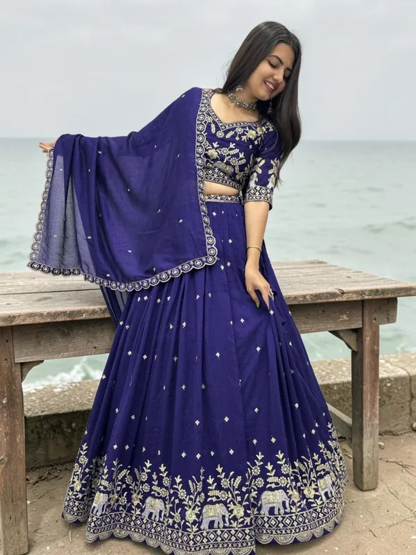 Navy_Art_Silk_Lehenga_Choli_Set_For_Women