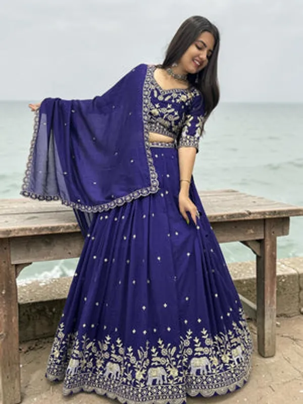 Navy_Art_Silk_Lehenga_Choli_Set_For_Women