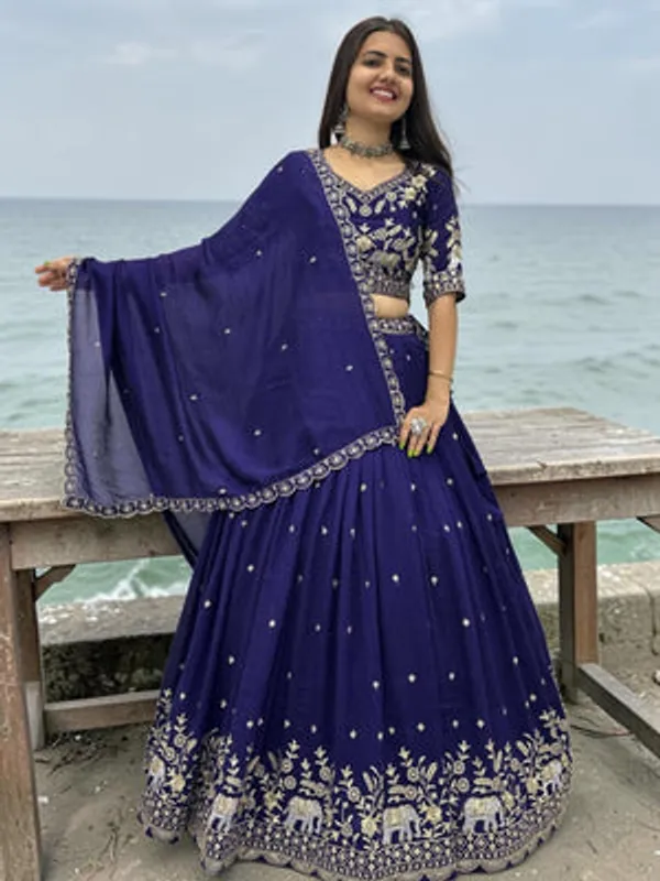 Navy_Art_Silk_Lehenga_Choli_Set_For_Women