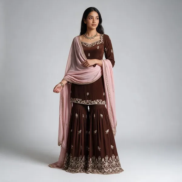 Maroon__And_Pink_Heavy_Natural_Crepe_Sharara_Set_For_Women