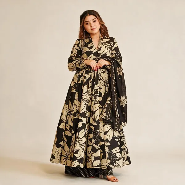Black__And_Beige_Muslin_Cotton_Anarkali_Suit_Set_For_Women