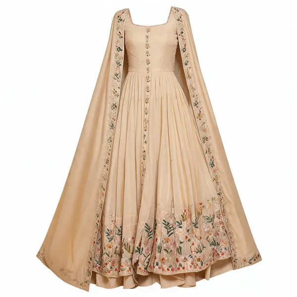 White_Heavy_Natural_Crepe_Silk_Anarkali_Set_For_Women