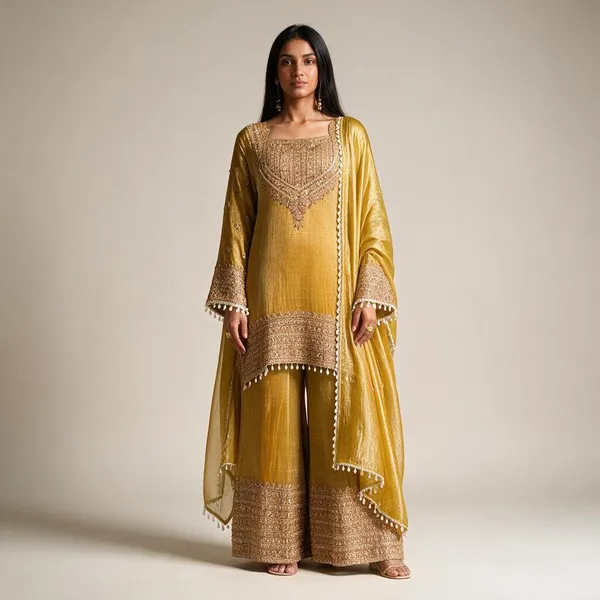 Yellow_Heavy_Crunchy_Silk_Sharara_Set_For_Women