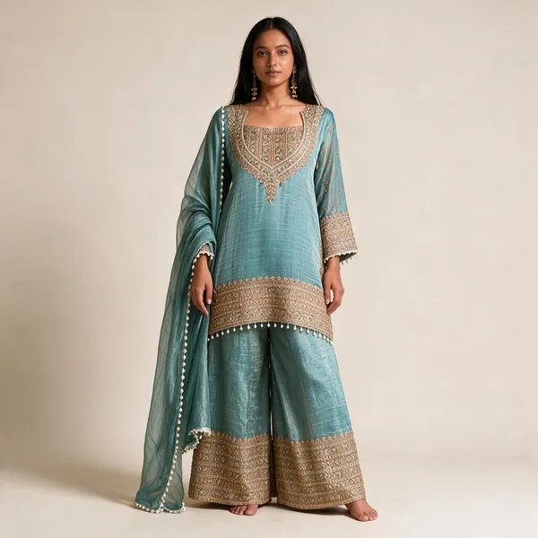 Blue_Heavy_Crunchy_Silk_Sharara_Set_For_Women