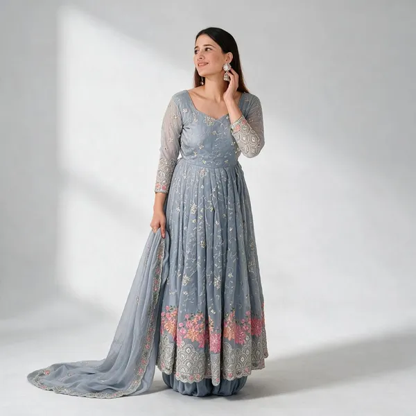 Dusty_Blue_Georgette_Anarkali_Suit_Set_For_Women