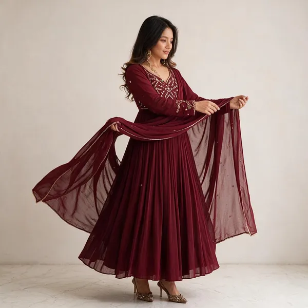 Maroon_Heavy_Faux_Georgette_Anarkali_Gown_Set_For_Women