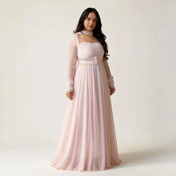 Pink_Pure_Faux_Georgette_Party_Wear_Gown_For_Women