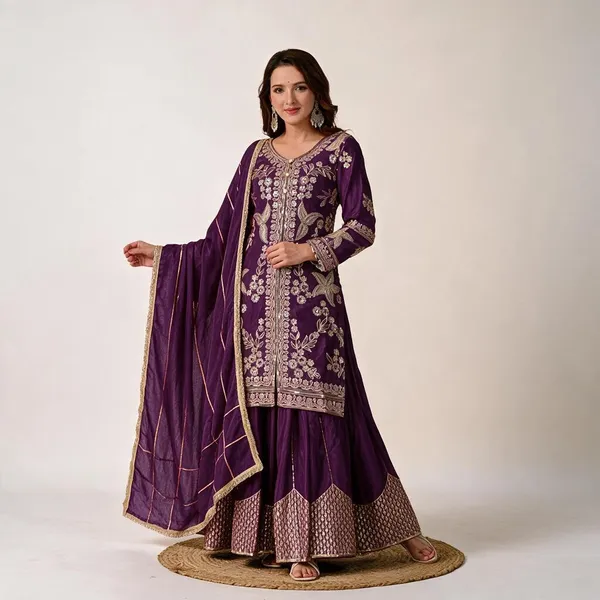 Purple_Heavy_Chiffon_Silk_Sharara_Set_For_Women