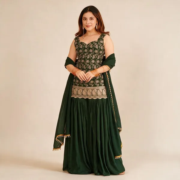 Green_Heavy_Blooming_Faux_Georgette_Sharara_Set_For_Women
