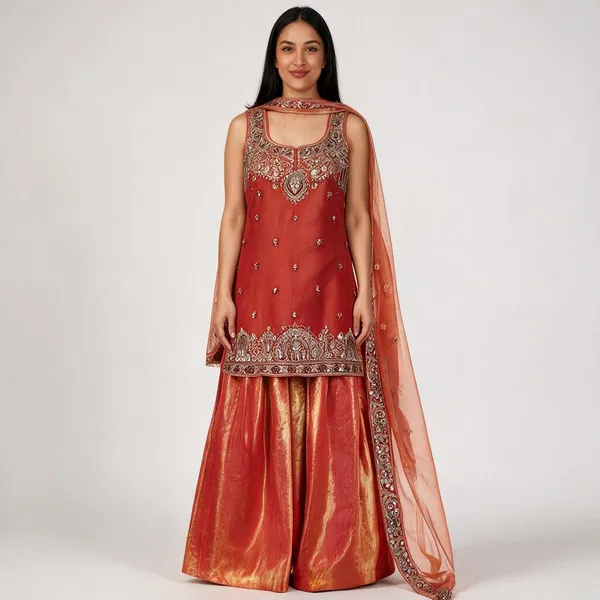 Orange_Pure_Fendi_Silk_Palazzo_Suit_Set_For_Women