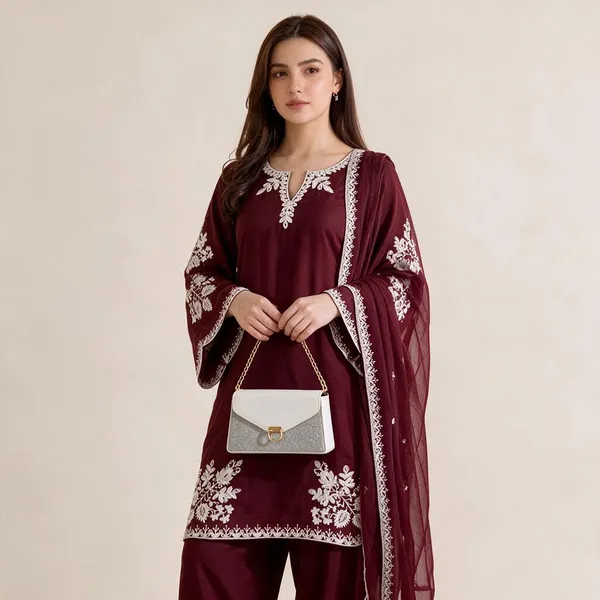 Maroon_Heavy_Fancy_Silk_Pakistani_Suit_Set_For_Women