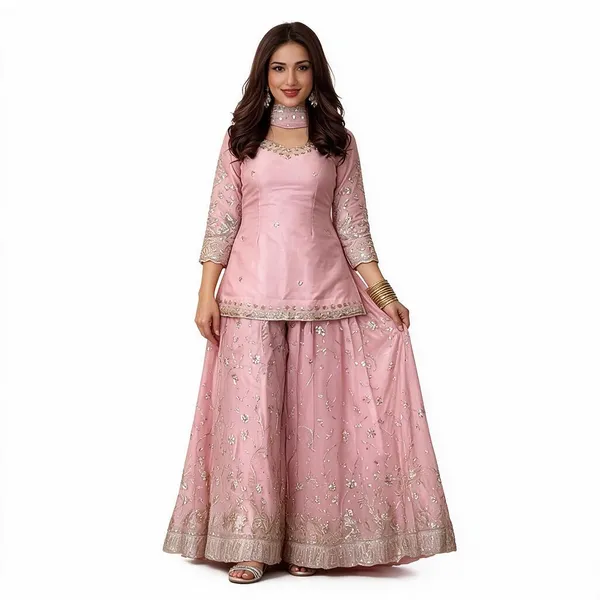 Pink_Pure_Fendi_Silk_Palazzo_Suit_Set_For_Women