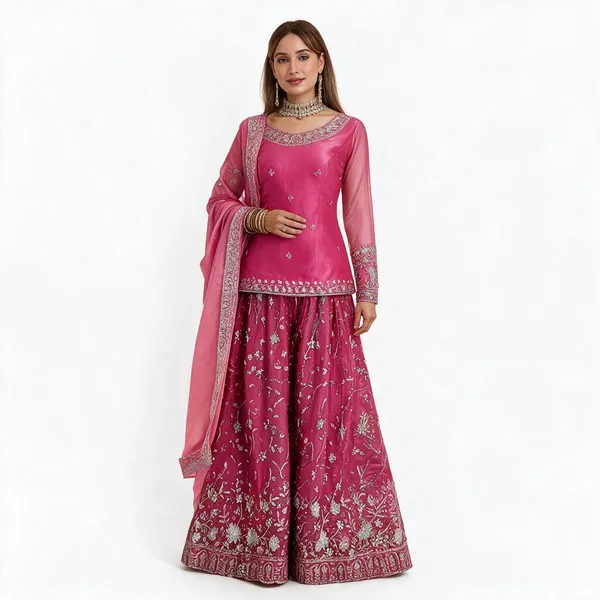 Pink_Pure_Fendi_Silk_Palazzo_Suit_Set_For_Women