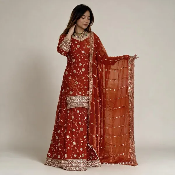 Orange_Heavy_Fancy_Crush_Palazzo_Suit_Set_For_Women