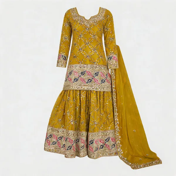 Green_Heavy_Chiffon_Silk_Sharara_Suit_Set_For_Women