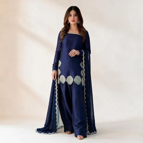 Blue_Heavy_Natural_Crepe_Silk,_Heavy_Pure_Chiffon_Silk_Farshi_Suit_Set_For_Women