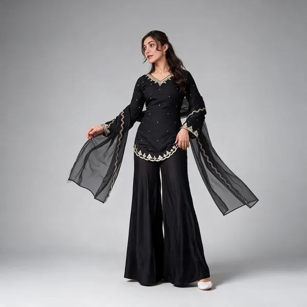 Black_Heavy_Natural_Crepe_Silk_Sharara_Kurti_Set_For_Women