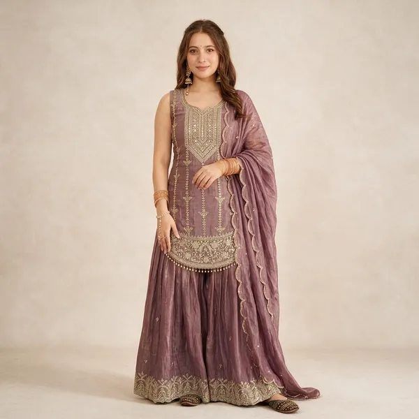 Dusty_Pink_Heavy_Fancy_Silk_Kurta_Sharara_Set_For_Women