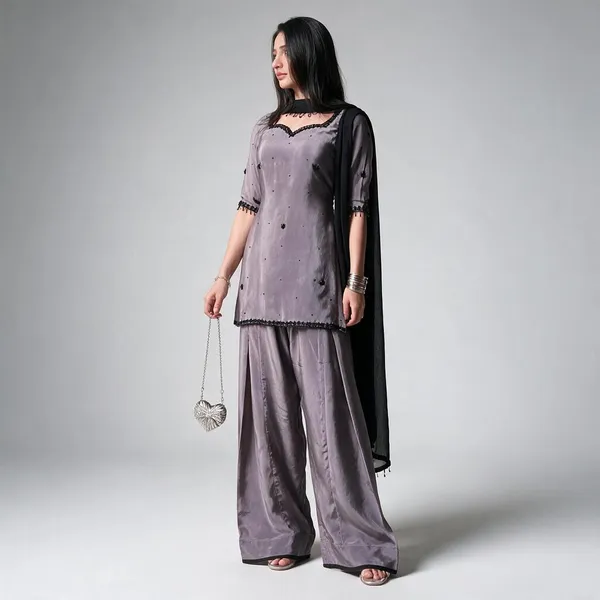 Gray_Heavy_Natural_Crepe_Silk_Suit_Set_For_Women