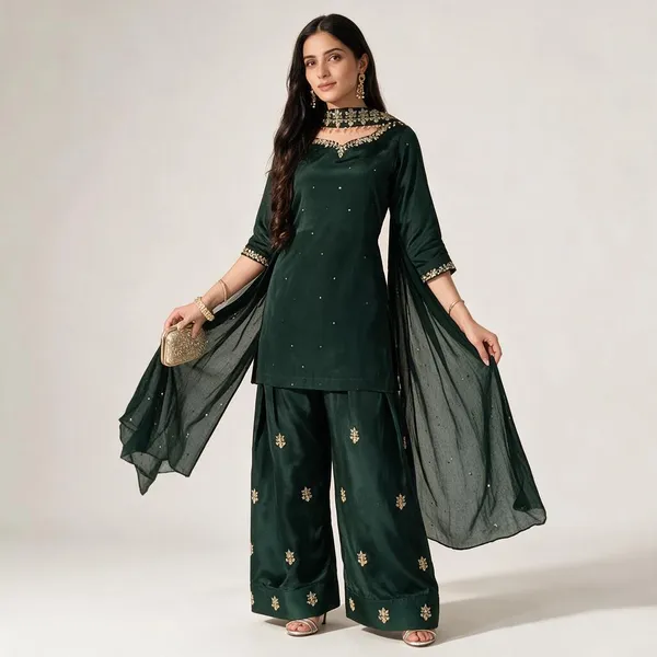 Blue_Heavy_Natural_Crepe_Silk_Kurta_Palazzo_Set_For_Women