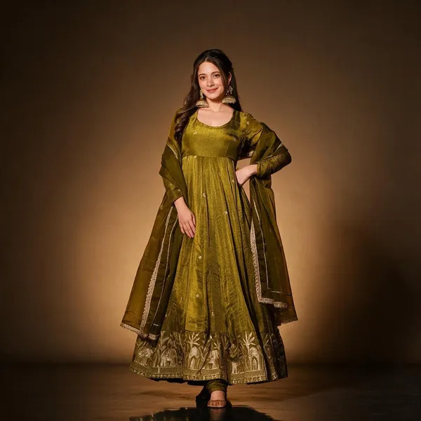 Mehndi_Heavy_Crunchy_Silk_Anarkali_For_Women