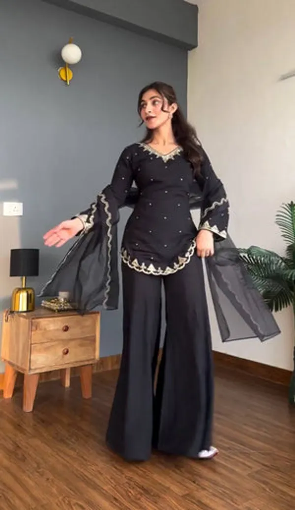 Black_Heavy_Natural_Crepe_Silk_Sharara_Kurti_Set_For_Women