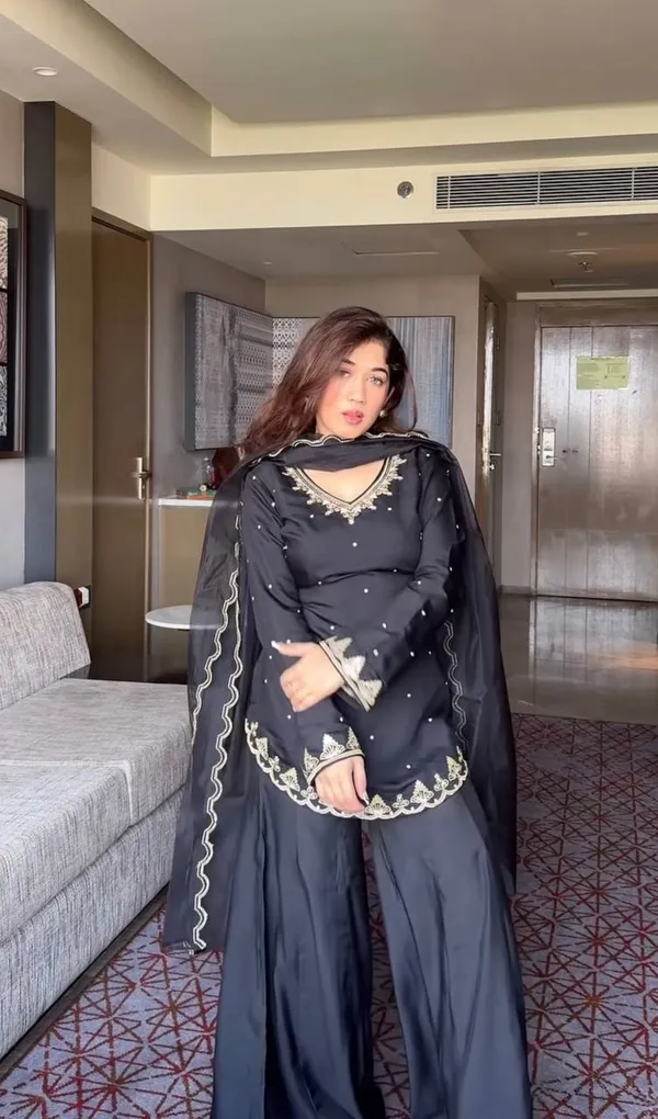 Black_Heavy_Natural_Crepe_Silk_Sharara_Kurti_Set_For_Women