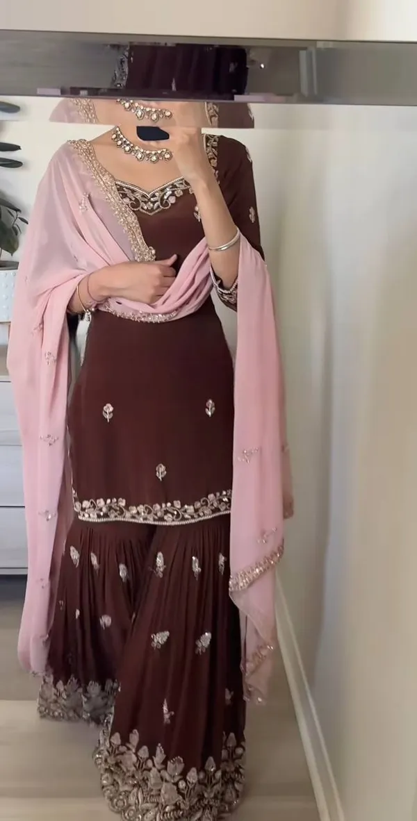 Maroon__And_Pink_Heavy_Natural_Crepe_Sharara_Set_For_Women