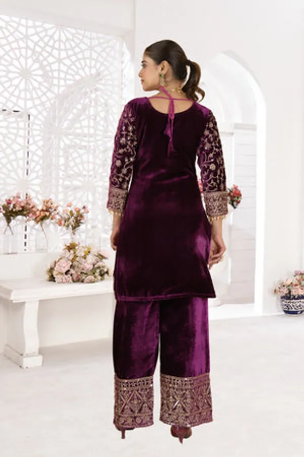 Flagged_Pure_Heavy_Viscose_Velvet_Kurti_Palazzo_Set_For_Women