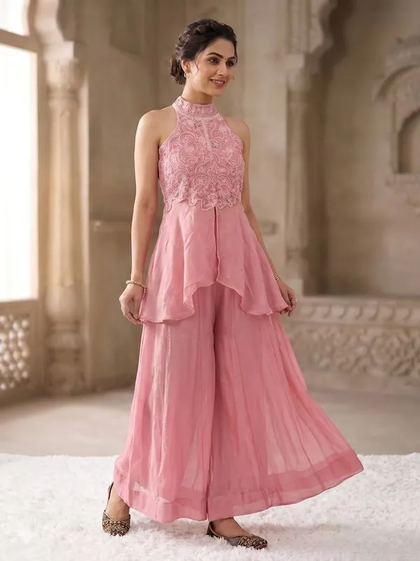 Pink_Heavy_Fancy_Crush_Peplum_Sharara_Set_For_Women