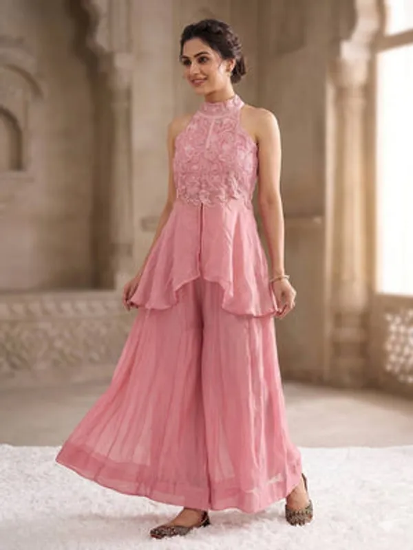 Pink_Heavy_Fancy_Crush_Peplum_Sharara_Set_For_Women