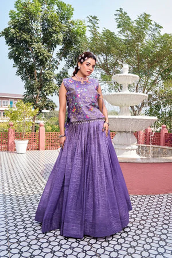 Purple_Pure_Gold_Crush_Lehenga_Choli_Set_For_Women